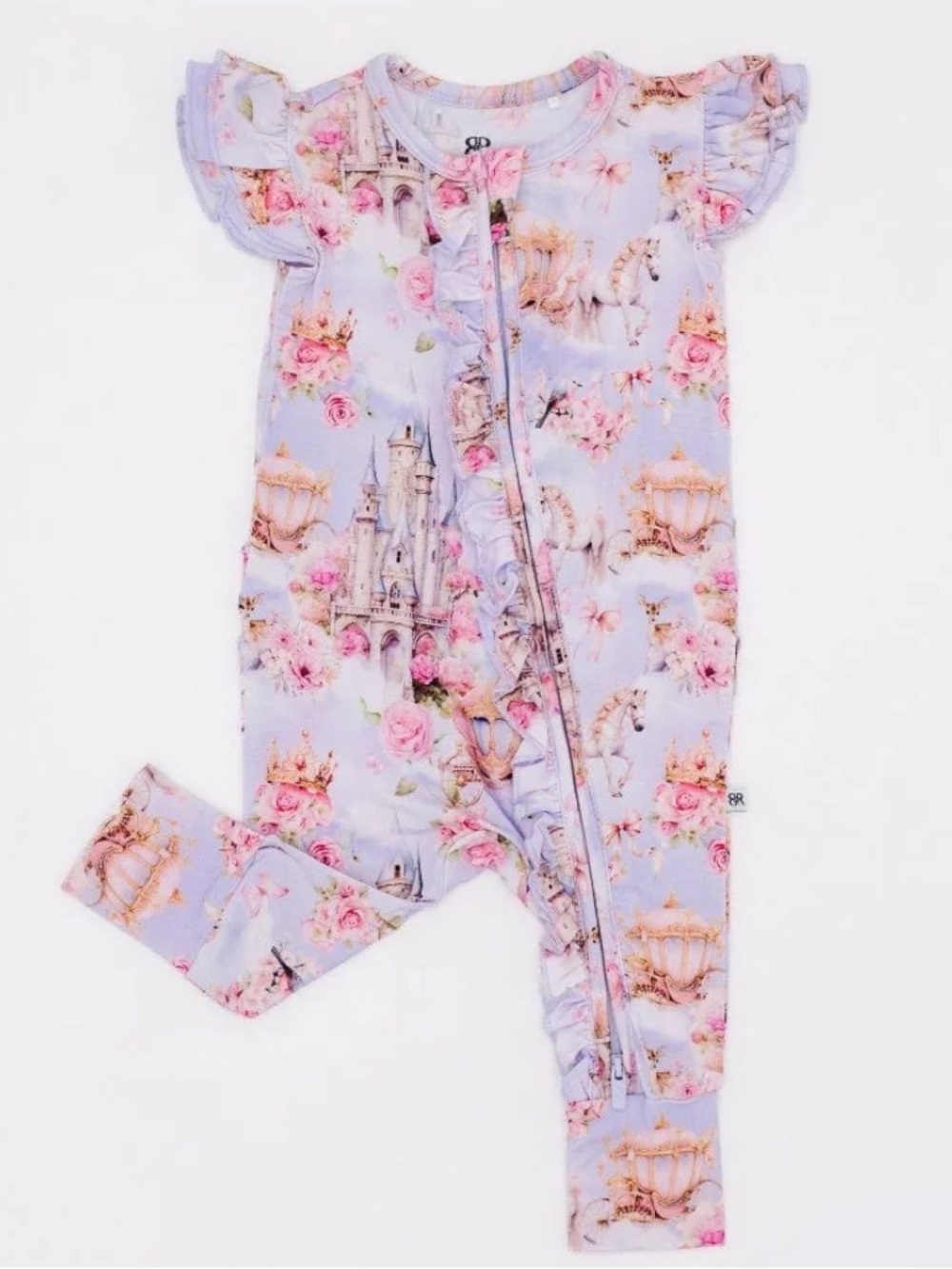 Bums and Roses Convertible Ruffle Romper in a “Knight to Remember” 0-3 Months